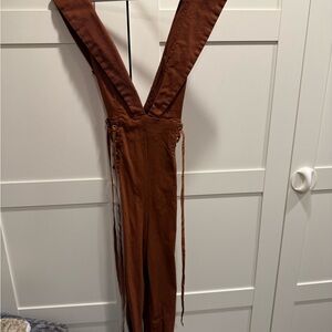 Brown jumpsuit with Lace-Up Sides